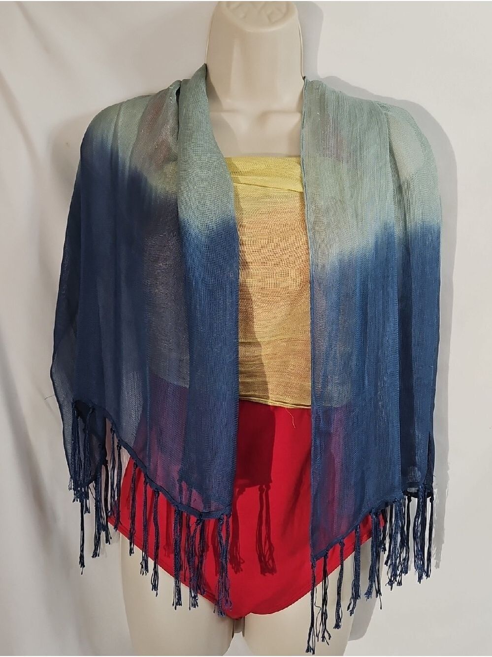 Liz Claiborne Ombre Multiway Swim Cover Up Summer Scarf Shawl Circular Fashion